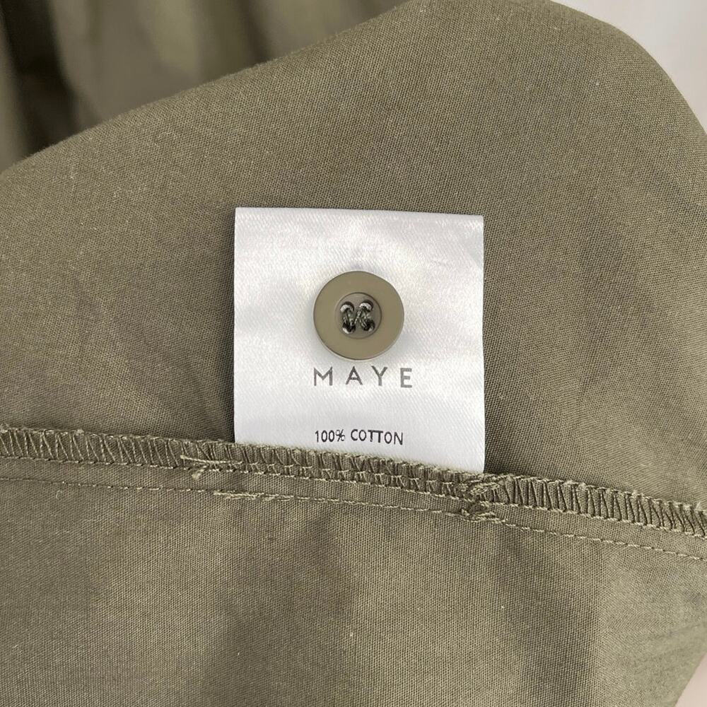 MAYE Corinne Shirtdress Poplin Cotton Relaxed A-Line Midi Dress Khaki - Large - Picture 10 of 13